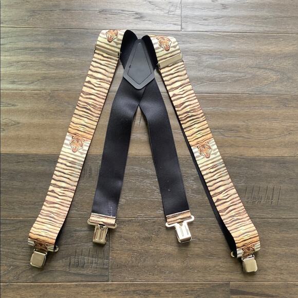 Tiger Print Suspenders Mens Adjustable 54 Inch - Picture 1 of 4